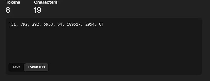 Kuvakaappaus OpenAI:n tokenoijasta, tekstin "Tervetuloa Helsinkiin"! tokenien numerotunnisteet